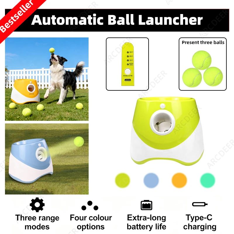 Catapult Launcher Toy - Oplaadbare automatische balwerper voor honden-3 afstandsinstellingen,
